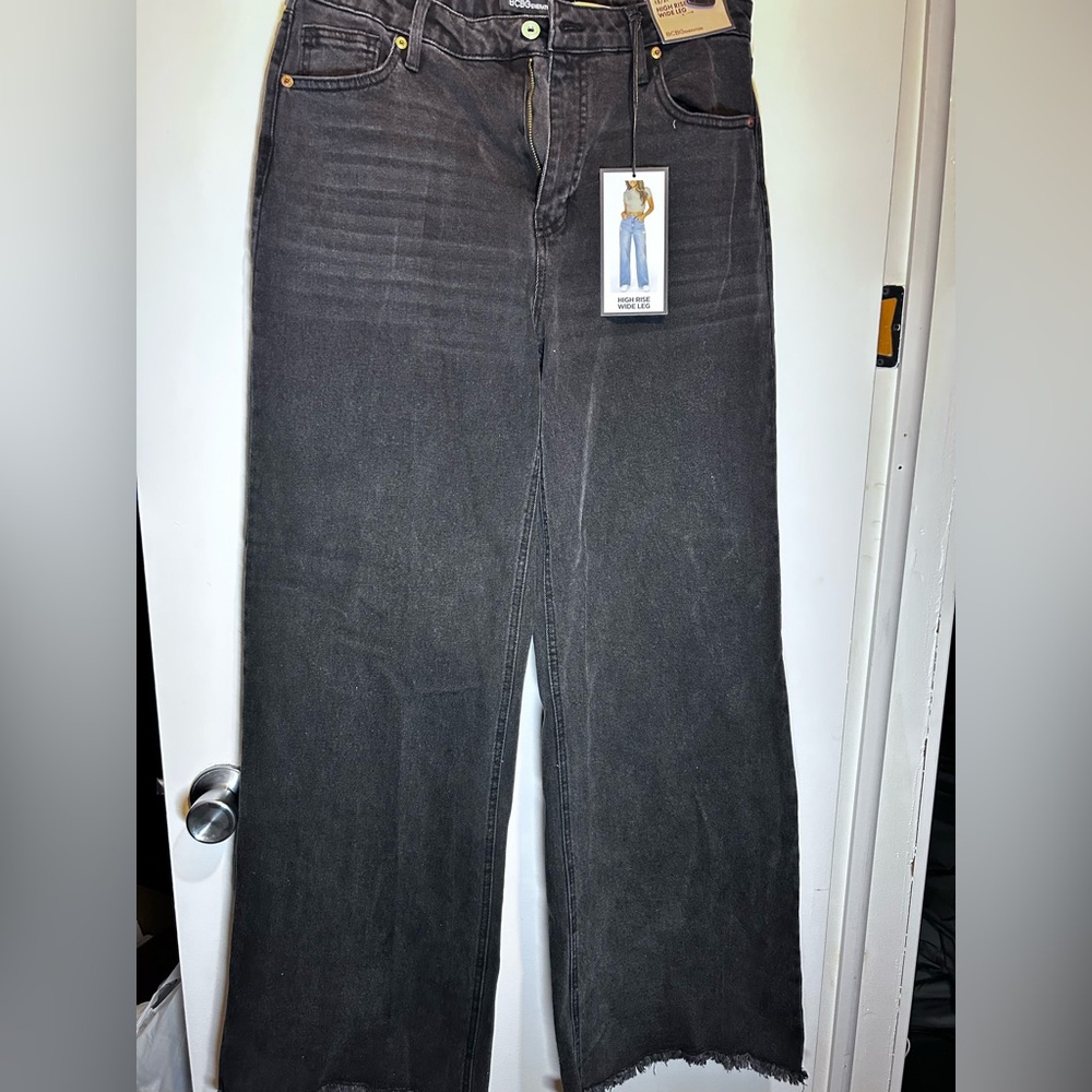 BCBG Black Wide-Leg High-Rise Jeans